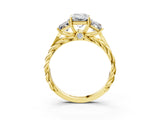 Yellow gold Three-Stone Radiant Cut Diamond Braided Band Ring with Four-Prong Setting_81