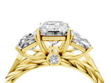 Yellow gold Three-Stone Radiant Cut Diamond Braided Band Ring with Four-Prong Setting_82