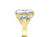 Yellow gold Three-Stone Radiant Cut Diamond Cathedral Engagement Ring with Prong Setting_11