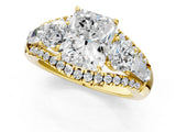 Yellow gold Three-Stone Radiant Cut Diamond Engagement Ring with Pave Band and Prong Setting_3