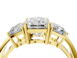 Yellow gold Three-Stone Radiant Cut Diamond Engagement Ring with Prong Setting on a White Gold Band_10