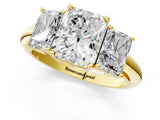 Yellow gold Three-Stone Radiant Cut Diamond Engagement Ring with Prong Setting on a White Gold Band_31