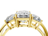 Yellow gold Three-Stone Radiant Cut Diamond Engagement Ring with Prong Setting on a White Gold Band_34