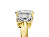 Yellow gold Three-Stone Radiant Cut Diamond Engagement Ring with Prong Setting on a White Gold Band_35