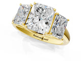 Yellow gold Three-Stone Radiant Cut Diamond Engagement Ring with Prong Setting_4