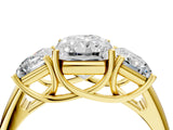 Yellow gold Three-Stone Radiant Cut Diamond Engagement Ring with Prong Setting_7