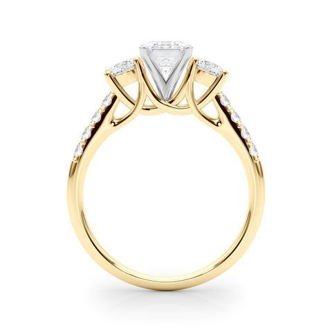 Yellow gold Three-Stone Radiant Cut Diamond Pavé Band with Four-Prong Setting 1