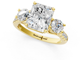 Yellow gold Three-Stone Radiant Cut Diamond Pavé Band with Four-Prong Setting_47