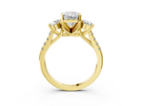 Yellow gold Three-Stone Radiant Cut Diamond Pavé Band with Four-Prong Setting_49