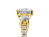 Yellow gold Three-Stone Radiant Cut Diamond Pavé Band with Four-Prong Setting_51