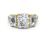 Yellow gold Three-Stone Radiant Cut Diamond Pavé Band with Prong Setting_3