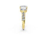 Yellow gold Three-Stone Radiant Cut Diamond Pavé Band with Prong Setting_5