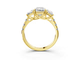 Yellow gold Three-Stone Radiant Cut Diamond Pavé Band with Prong Setting_6