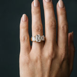 Yellow gold Three-Stone Radiant Cut Diamond Ring with Channel Set Band and Four-Prong Setting_12