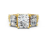Yellow gold Three-Stone Radiant Cut Diamond Ring with Channel-Set Band and Four-Prong Setting_131