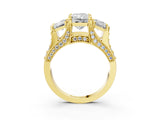 Yellow gold Three-Stone Radiant Cut Diamond Ring with Channel-Set Band and Four-Prong Setting_134