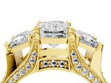 Yellow gold Three-Stone Radiant Cut Diamond Ring with Channel-Set Band and Four-Prong Setting_135