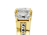 Yellow gold Three-Stone Radiant Cut Diamond Ring with Channel-Set Band and Four-Prong Setting_136