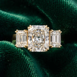 Yellow gold Three-Stone Radiant Cut Diamond Ring with Channel Set Band and Four-Prong Setting_15