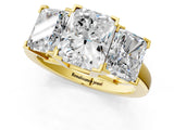 Yellow gold Three-Stone Radiant Cut Diamond Ring with Channel Set Band and Four-Prong Setting_19