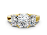 Yellow gold Three-Stone Radiant Cut Diamond Ring with Channel Set Band and Four-Prong Setting_20