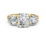 Yellow gold Three-Stone Radiant Cut Diamond Ring with Channel-Set Band and Prong Setting_6