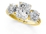 Yellow gold Three-Stone Radiant Cut Diamond Ring with Channel-Set Band and Prong Setting_7