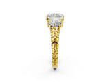 Yellow gold Three-Stone Radiant Cut Diamond Ring with Channel-Set Band and Prong Setting_8
