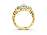 Yellow gold Three-Stone Radiant Cut Diamond Ring with Channel-Set Band and Prong Setting_9
