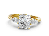 Yellow gold Three-Stone Radiant Cut Diamond Ring with Pear  Side Stones in Four-Prong Setting_12