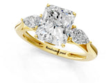 Yellow gold Three-Stone Radiant Cut Diamond Ring with Pear  Side Stones in Four-Prong Setting_13