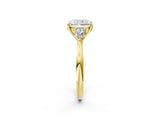 Yellow gold Three-Stone Radiant Cut Diamond Ring with Pear  Side Stones in Four-Prong Setting_14
