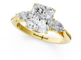 Yellow gold Three-Stone Radiant Cut Diamond Ring with Pear Side Stones in Four-Prong Setting_142
