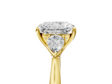 Yellow gold Three-Stone Radiant Cut Diamond Ring with Pear Side Stones in Four-Prong Setting_146