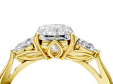 Yellow gold Three-Stone Radiant Cut Diamond Ring with Pear  Side Stones in Four-Prong Setting_16