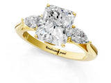 Yellow gold Three-Stone Radiant Cut Diamond Ring with Pear  Side Stones in Four-Prong Setting_19