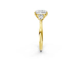 Yellow gold Three-Stone Radiant Cut Diamond Ring with Pear  Side Stones in Four-Prong Setting_20
