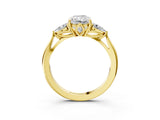 Yellow gold Three-Stone Radiant Cut Diamond Ring with Pear  Side Stones in Four-Prong Setting_21
