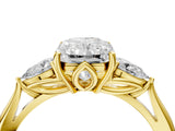 Yellow gold Three-Stone Radiant Cut Diamond Ring with Pear  Side Stones in Four-Prong Setting_22