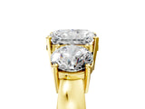 Yellow gold Three-Stone Radiant Cut Diamond Ring with Round Side Stones, Classic Band, and Four-Prong Setting_12
