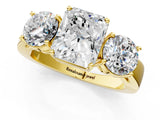 Yellow gold Three-Stone Radiant Cut Diamond Ring with Round Side Stones, Classic Band, and Four-Prong Setting_8