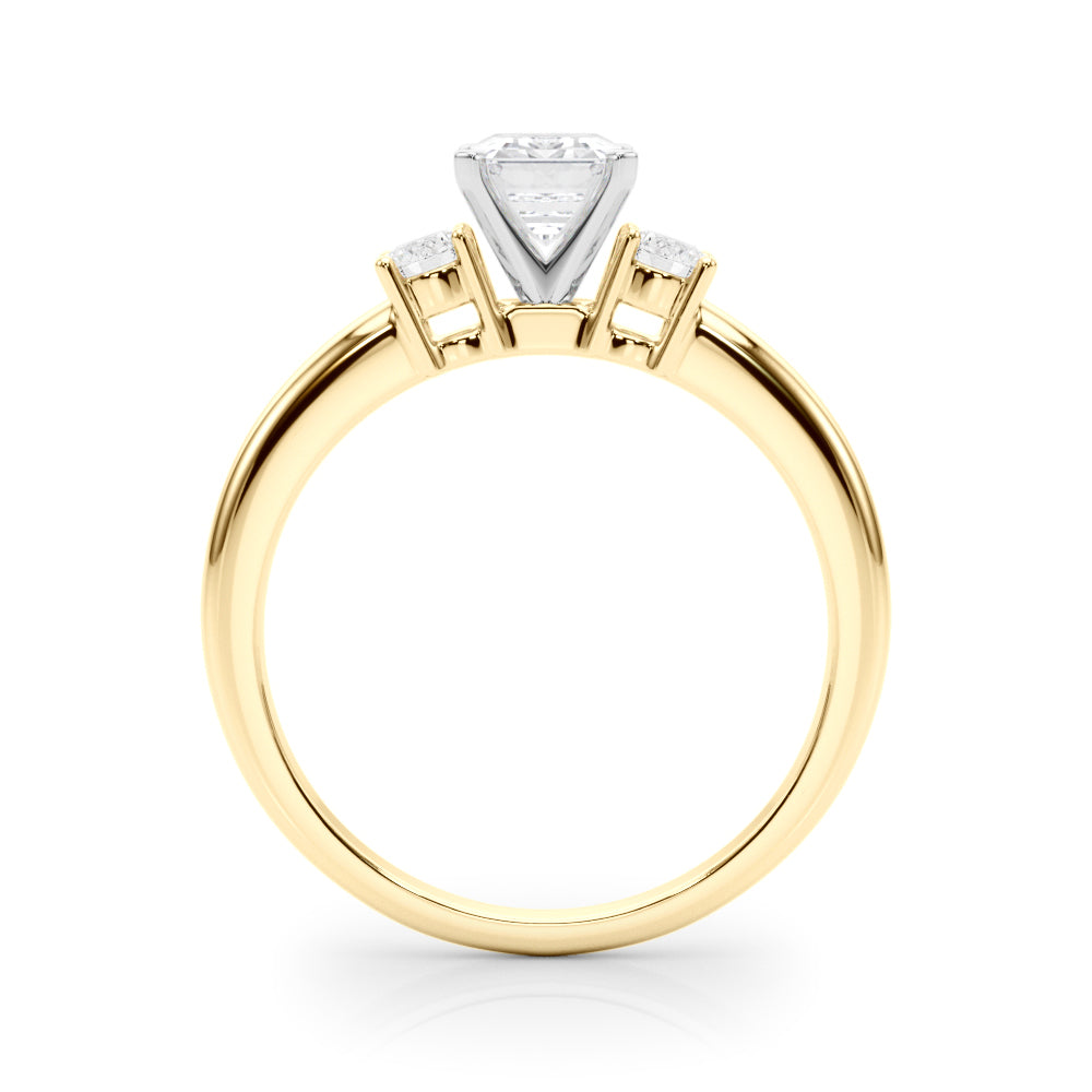 Yellow gold Three-Stone Radiant Cut Diamond Solitaire with Prong Setting and Classic Band 1