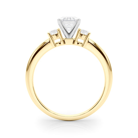 Yellow gold Three-Stone Radiant Cut Diamond Solitaire with Prong Setting and Classic Band 1