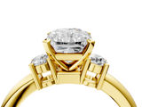Yellow gold Three-Stone Radiant Cut Diamond Solitaire with Prong Setting and Classic Band_49