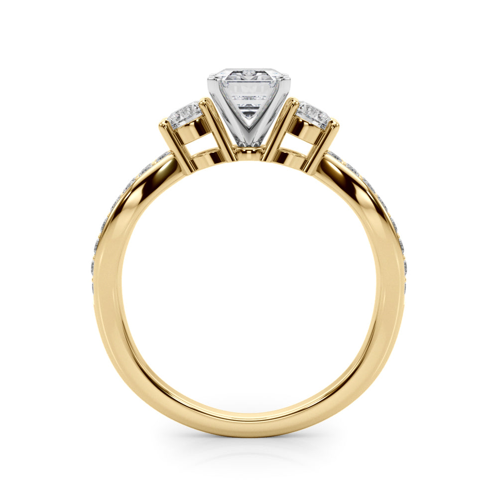 Yellow gold Three-Stone Radiant Cut Diamond Twist Band with Prong Setting 1