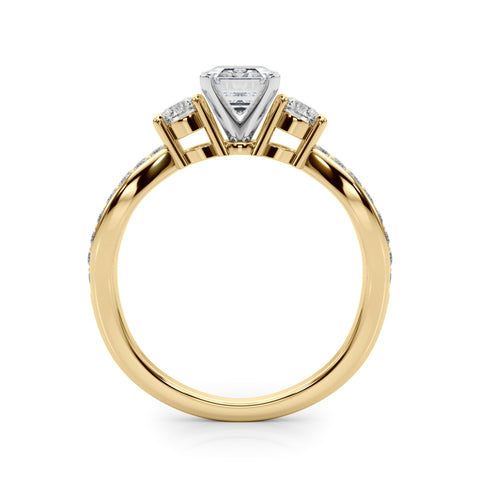 Yellow gold Three-Stone Radiant Cut Diamond Twist Band with Prong Setting 1