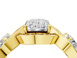 Yellow gold Three-Stone Radiant Cut Diamond Wave Pave Band with Prong Setting_13