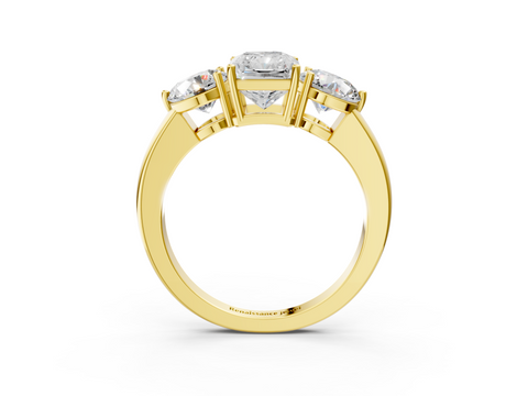 Yellow gold Three-Stone Radiant Cut Solitaire Ring with Prong Setting on a Classic Band_87