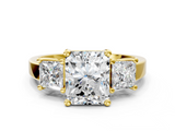 Yellow gold Three-Stone Radiant Cut Solitaire Ring with Prong Setting_3