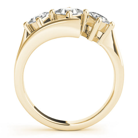 Yellow gold Three-Stone Radiant Cut Tension Band Ring with Four-Prong Setting